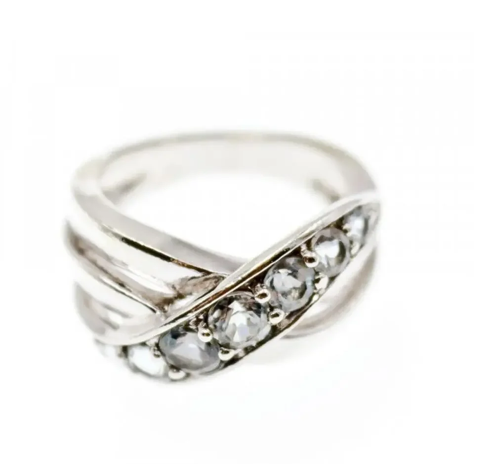 925 Sterling Silver Aquamarine Ring Size 6.5